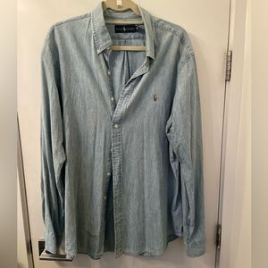 Ralph Lauren men’s chambray long sleeve button down shirt - size XL